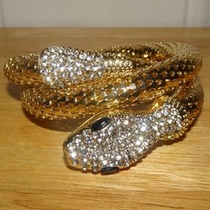 Gold Tone Wrap Around Rhinestone Snake Bracelet